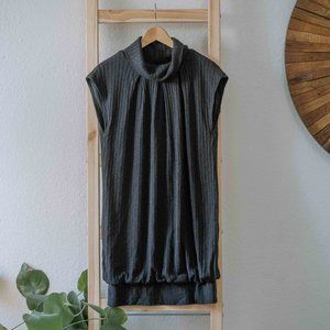Dark Grey Short Sleeve Turtle Neck Dress